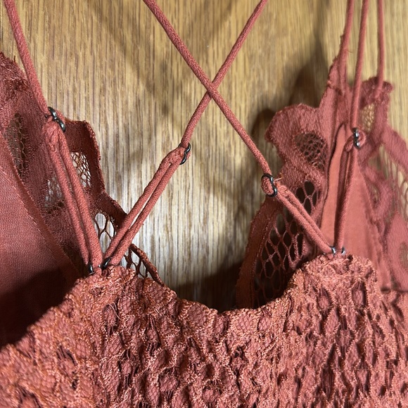 Free People ADELLA Winding Roads Rust Color Ruffle & Lace Camisole - Picture 8 of 11